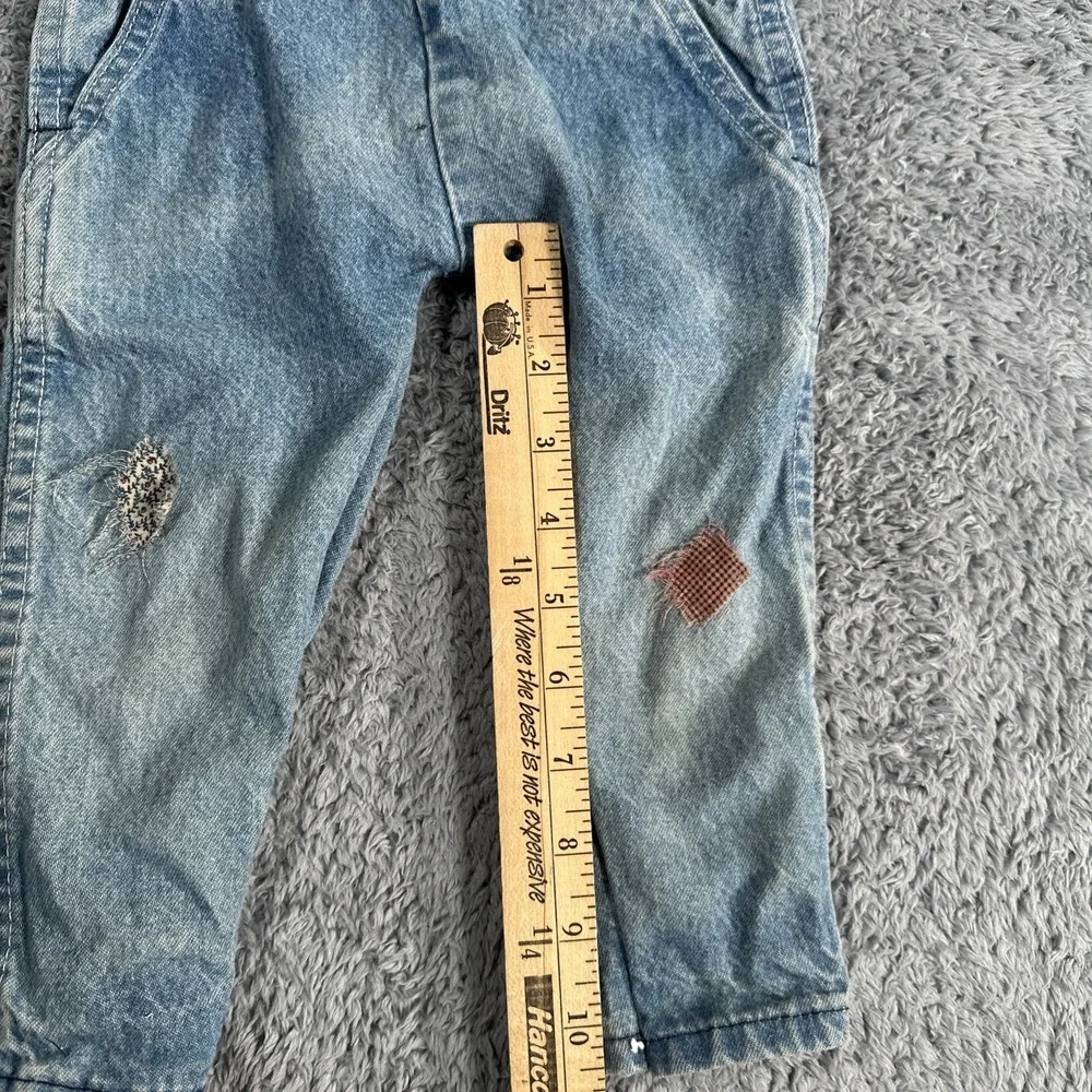 Vintage Oshkosh Vestbak Blue Denim Overall Bibs Sz 18 Months Bubble Snap Pink